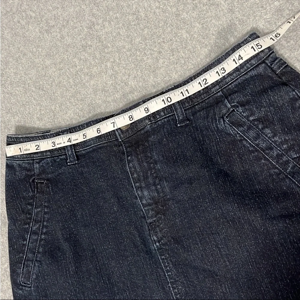 Black Midi Maxi Denim Skirt Size 10 Stretch Modest Y2K Minimalist Capsule